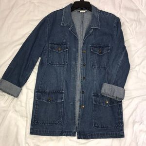 Long Oversized Dark Denim Jacket
